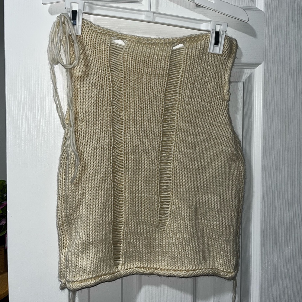 Cream Knit Mini Skirt